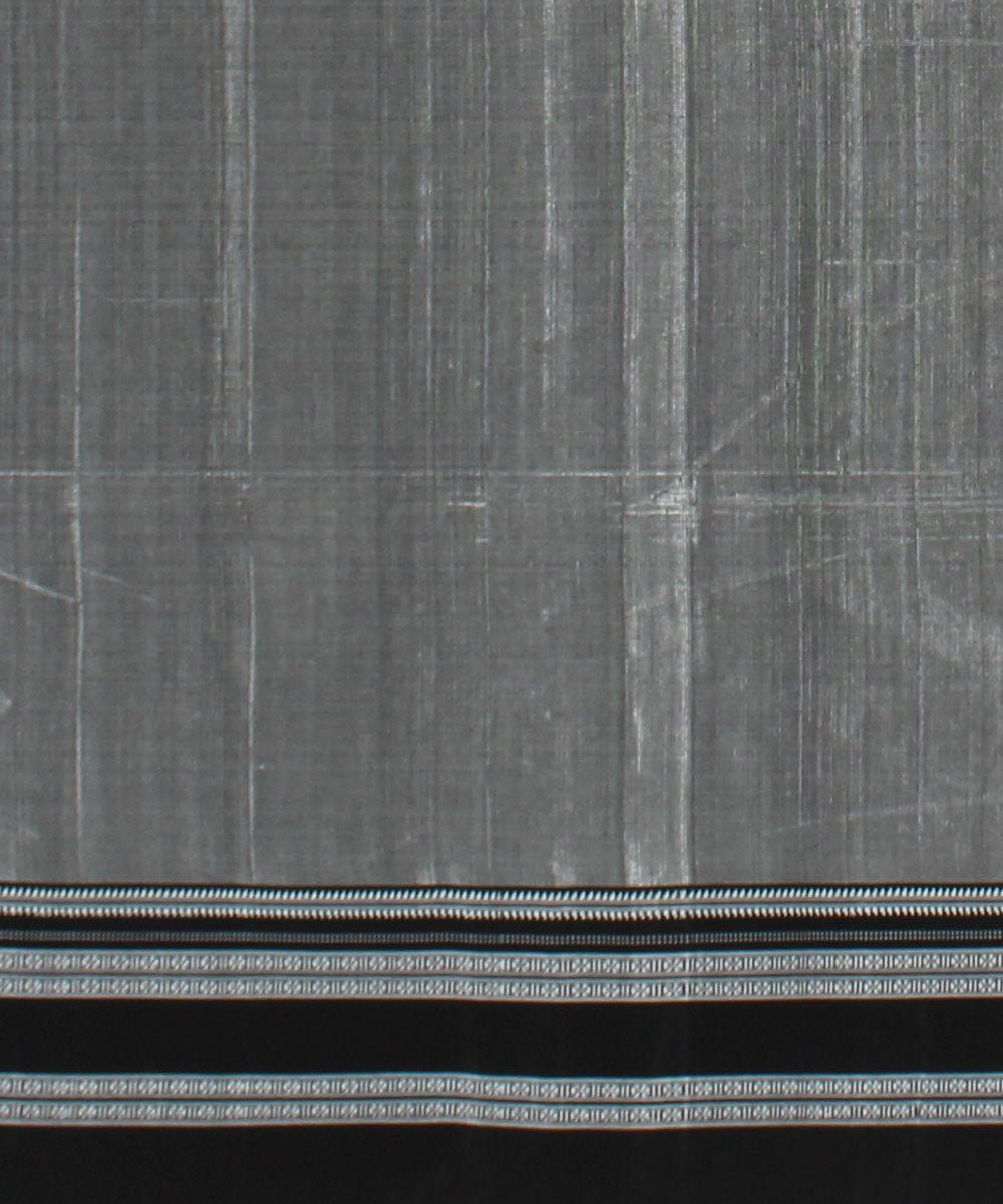 Grey black handloom cotton art silk gayatri border ilkal saree