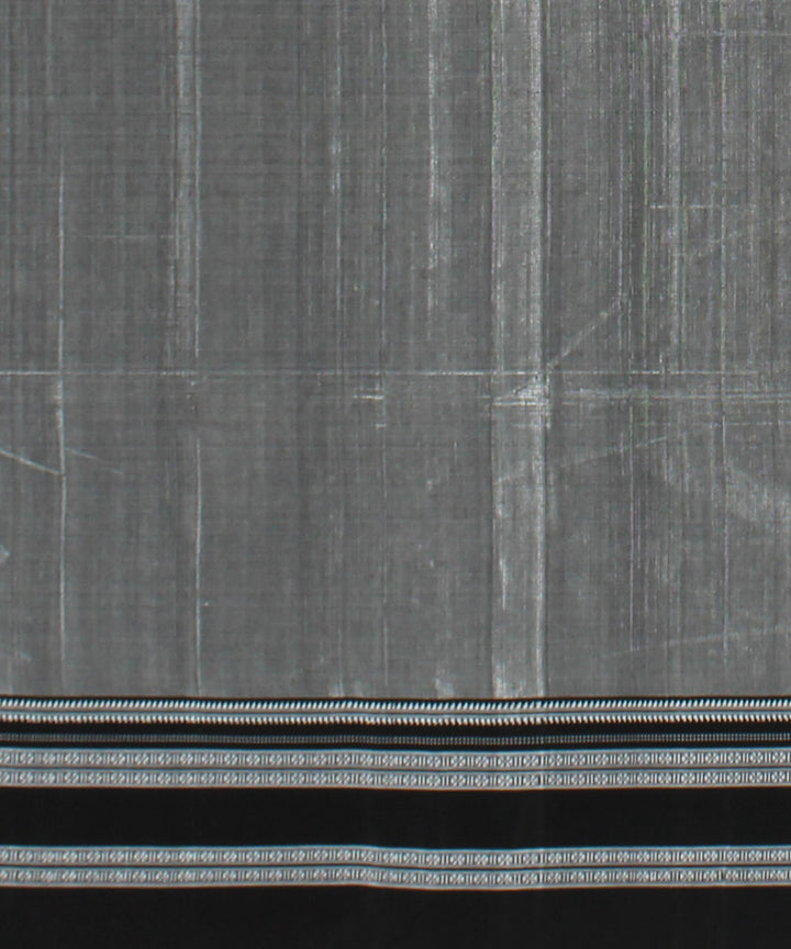 Grey black handloom cotton art silk gayatri border ilkal saree