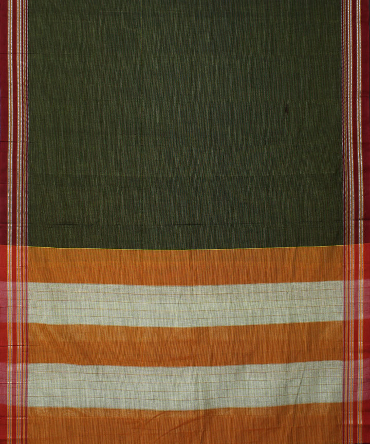 Moss green handwoven cotton art silk gayatri border ilkal saree