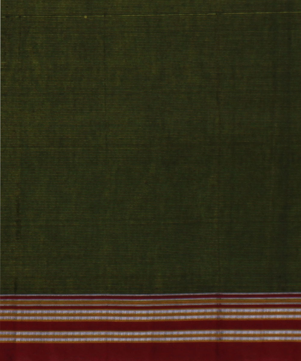 Moss green handwoven cotton art silk gayatri border ilkal saree