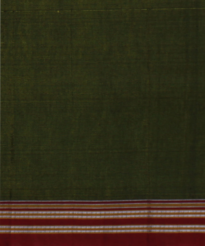 Moss green handwoven cotton art silk gayatri border ilkal saree