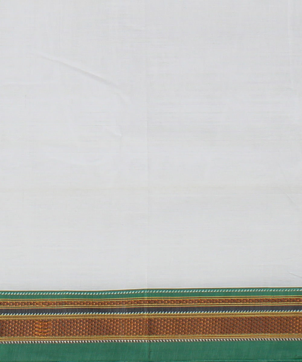 White black handwoven cotton art silk chikki paras border ilkal saree