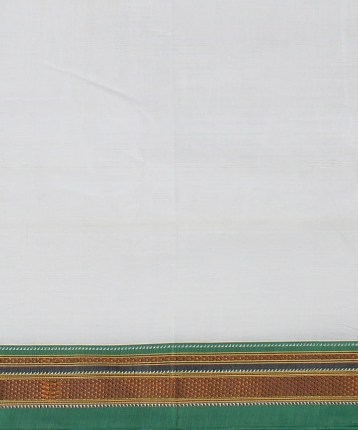 White black handwoven cotton art silk chikki paras border ilkal saree