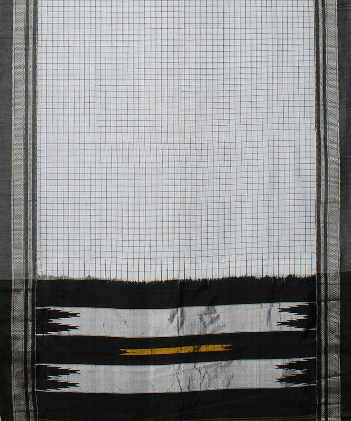 White black handloom cotton art silk chikki paras border ilkal saree