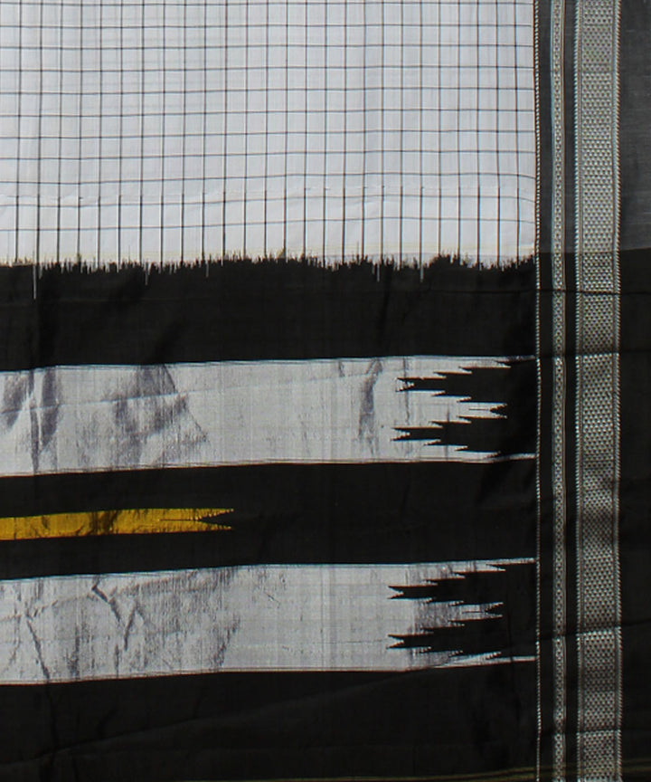White black handloom cotton art silk chikki paras border ilkal saree
