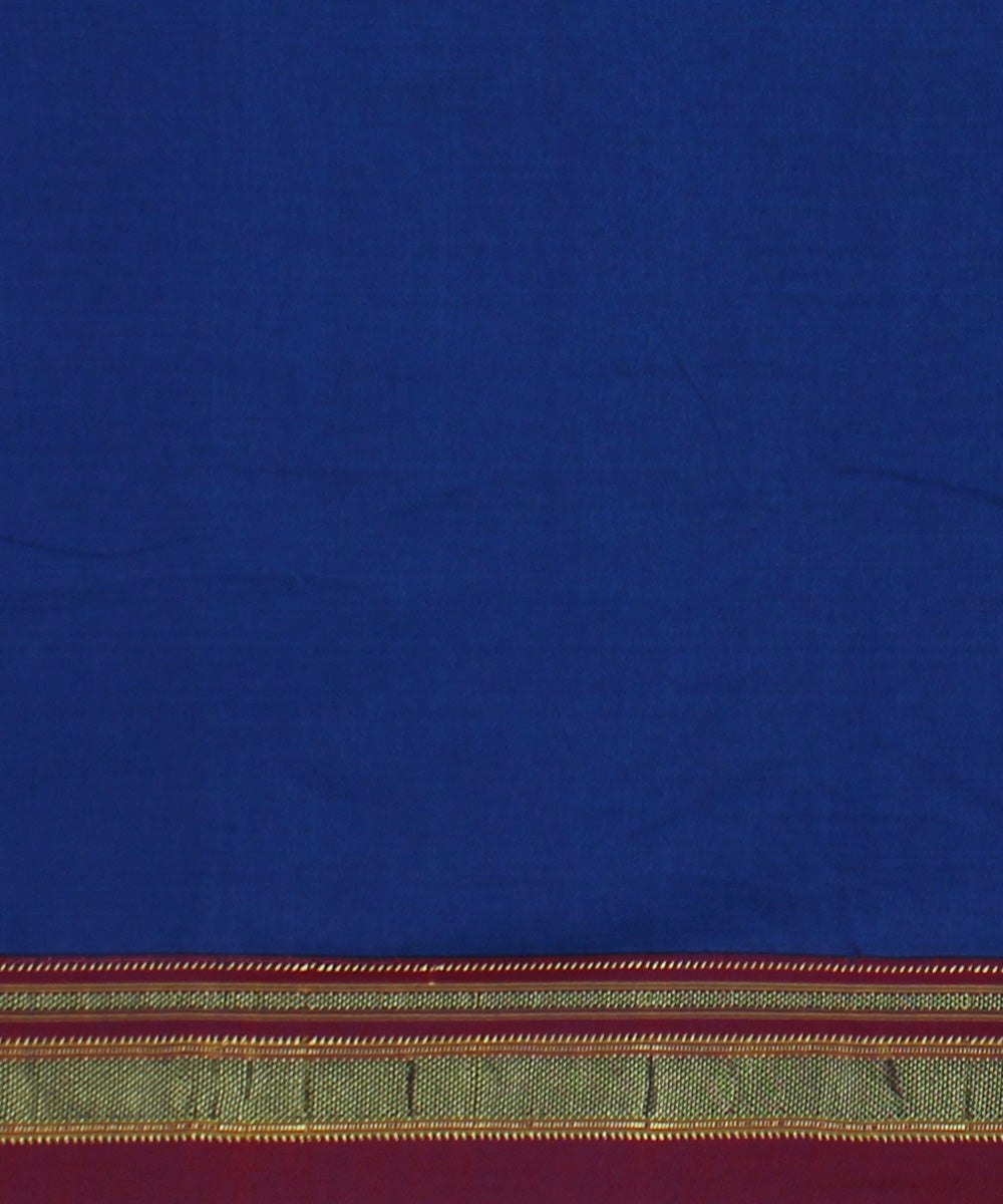 Navy blue red handwoven cotton art silk chikki paras ilkal saree