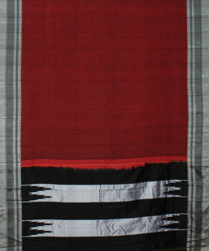 Maroon black handloom cotton art silk chikki paras border ilkal saree