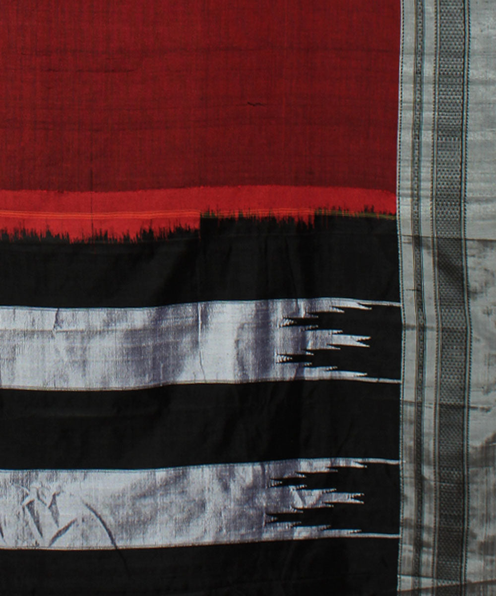 Maroon black handloom cotton art silk chikki paras border ilkal saree