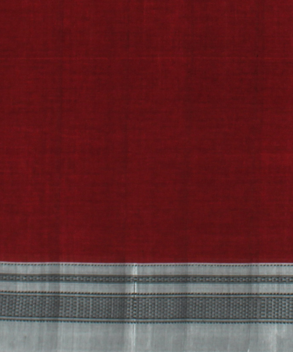 Maroon black handloom cotton art silk chikki paras border ilkal saree