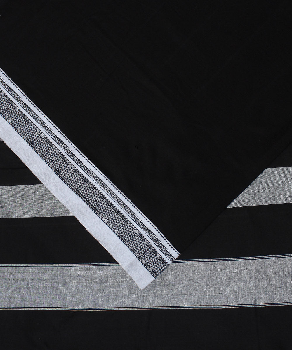 Black cotton art silk chikki paras border handloom ilkal saree