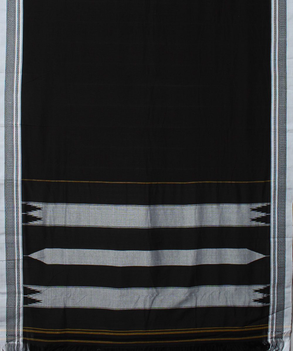 Black cotton art silk chikki paras border handloom ilkal saree