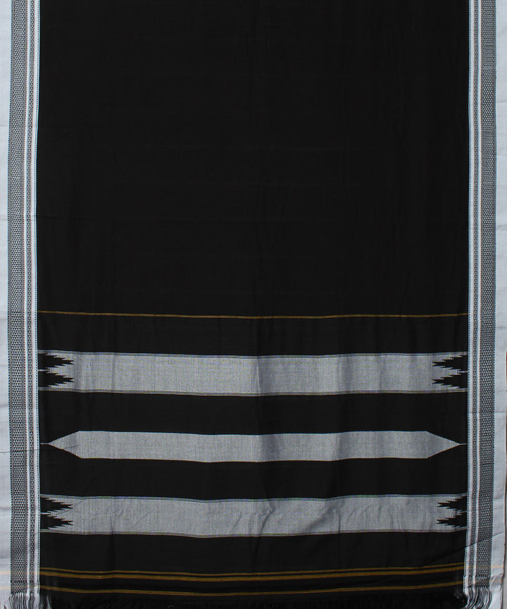 Black cotton art silk chikki paras border handloom ilkal saree