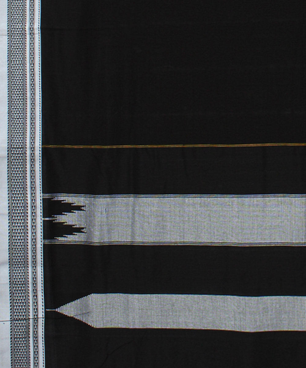 Black cotton art silk chikki paras border handloom ilkal saree