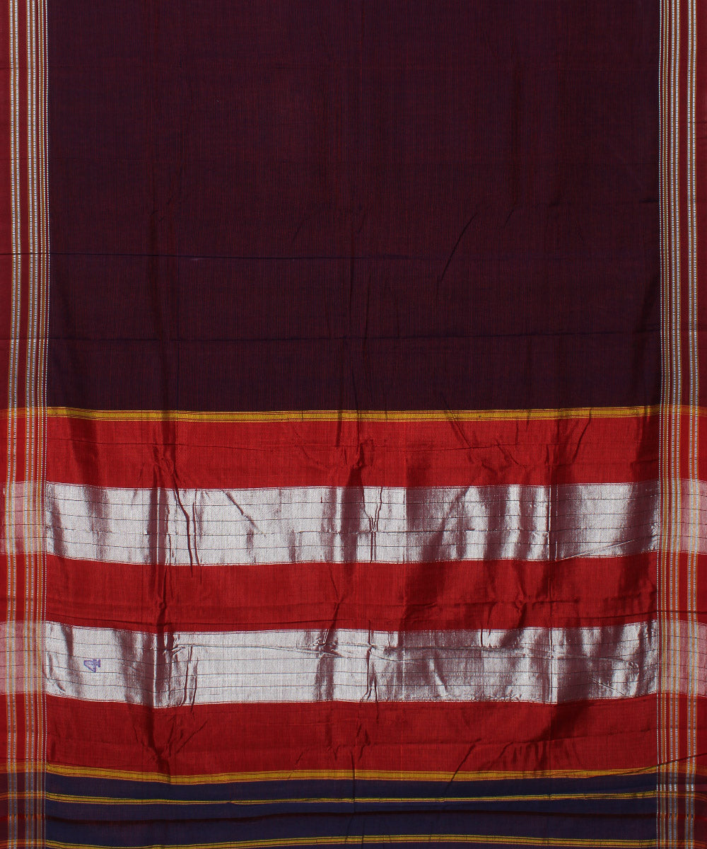 Dark red handwoven cotton art silk gayatri border ilkal saree