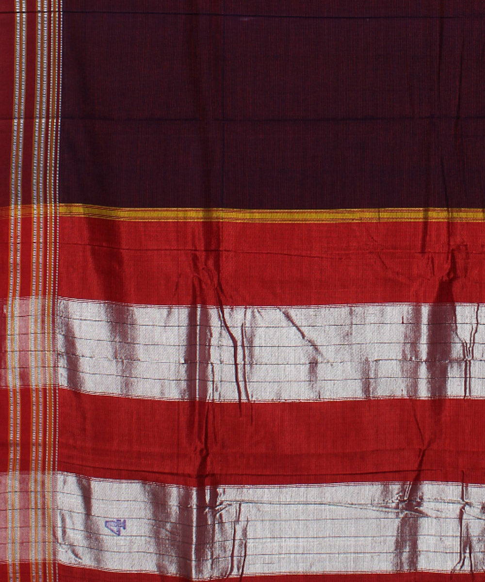 Dark red handwoven cotton art silk gayatri border ilkal saree