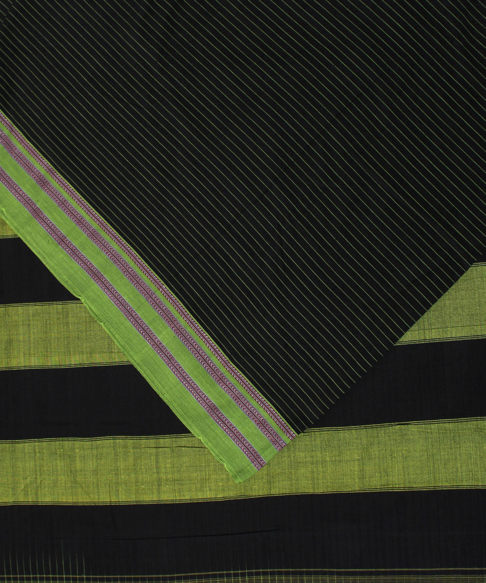 Black green handwoven cotton art silk gayatri border ilkal saree