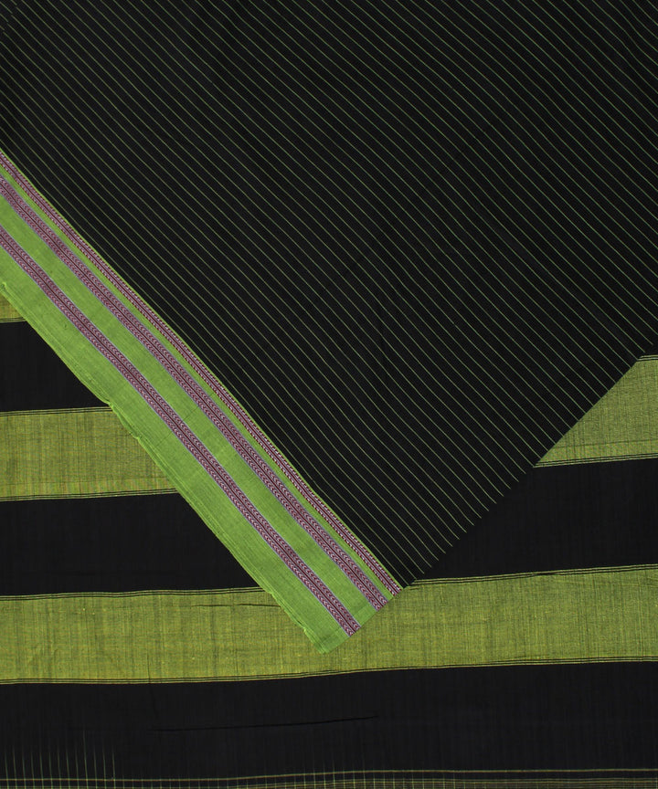 Black green handwoven cotton art silk gayatri border ilkal saree