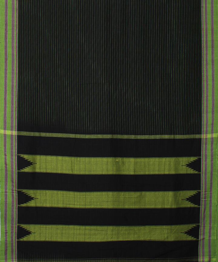 Black green handwoven cotton art silk gayatri border ilkal saree