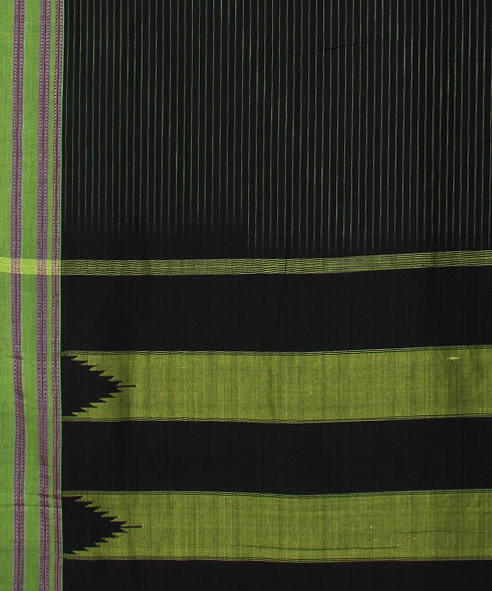Black green handwoven cotton art silk gayatri border ilkal saree