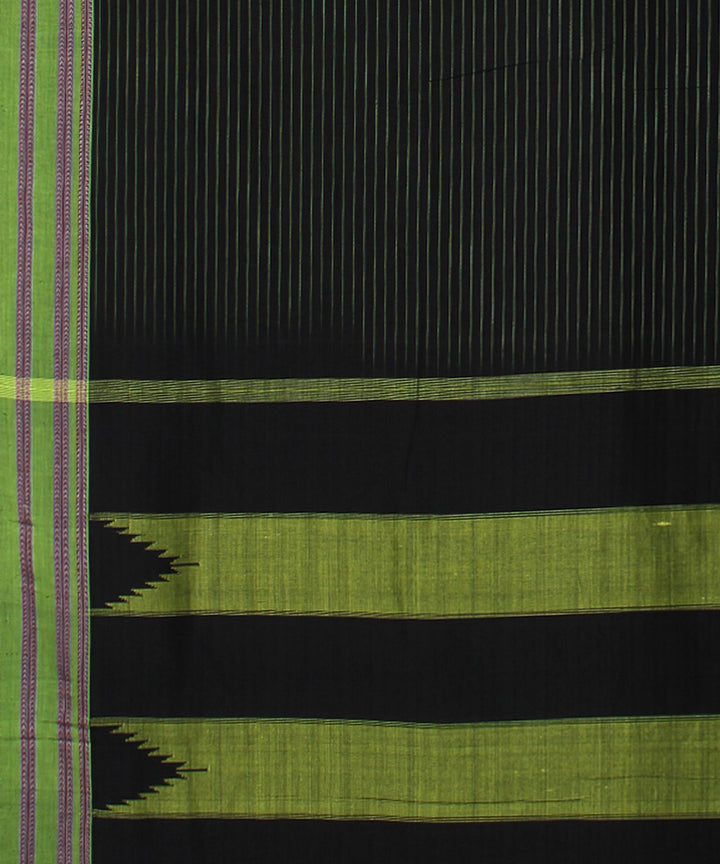 Black green handwoven cotton art silk gayatri border ilkal saree