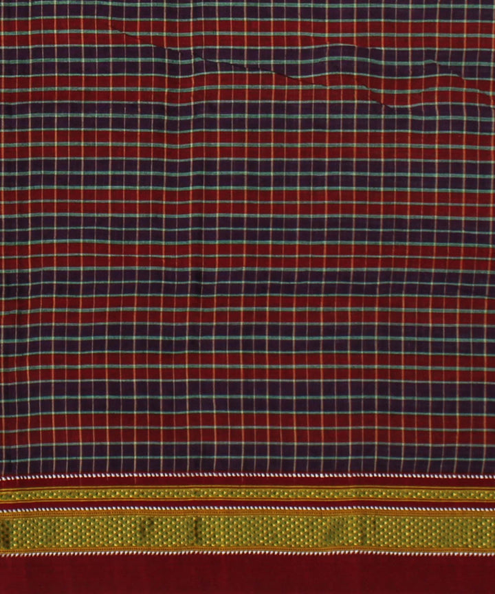 Red grey checks handloom cotton art silk chikki paras ilkal saree