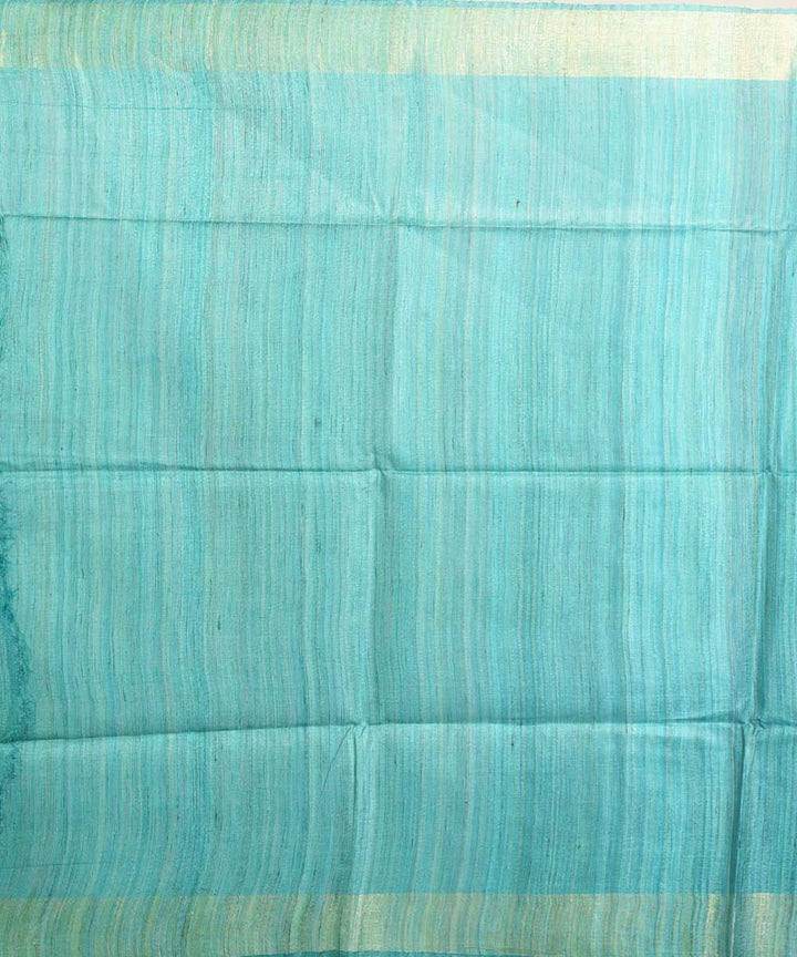 Purple sky blue handwoven tussar silk sari
