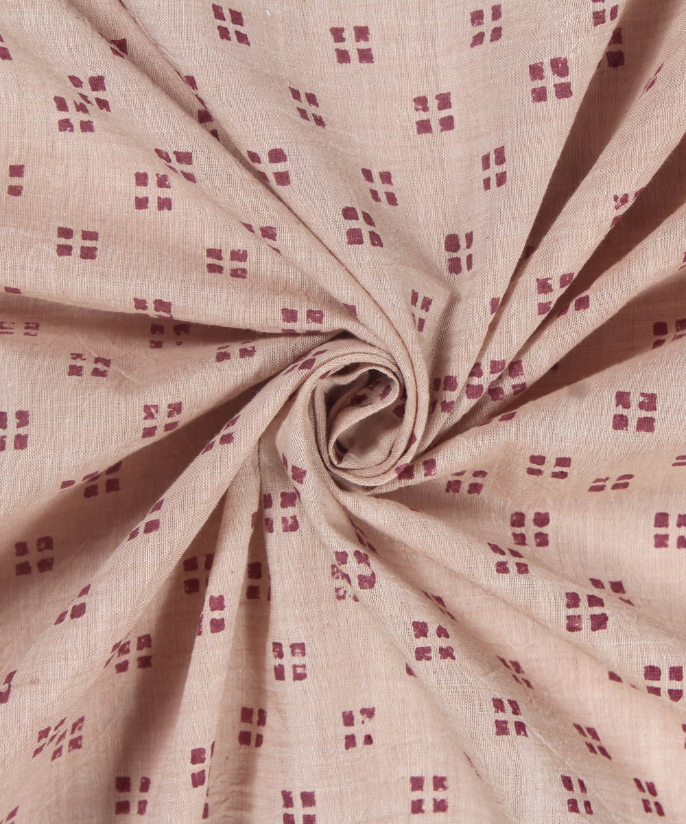 Beige Mangalgiri Handwoven Cotton Fabric