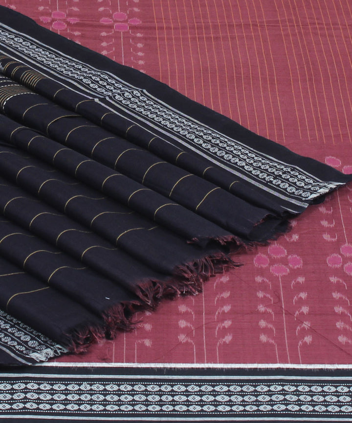 Sambalpuri Handloom Cotton Mauve Black Saree