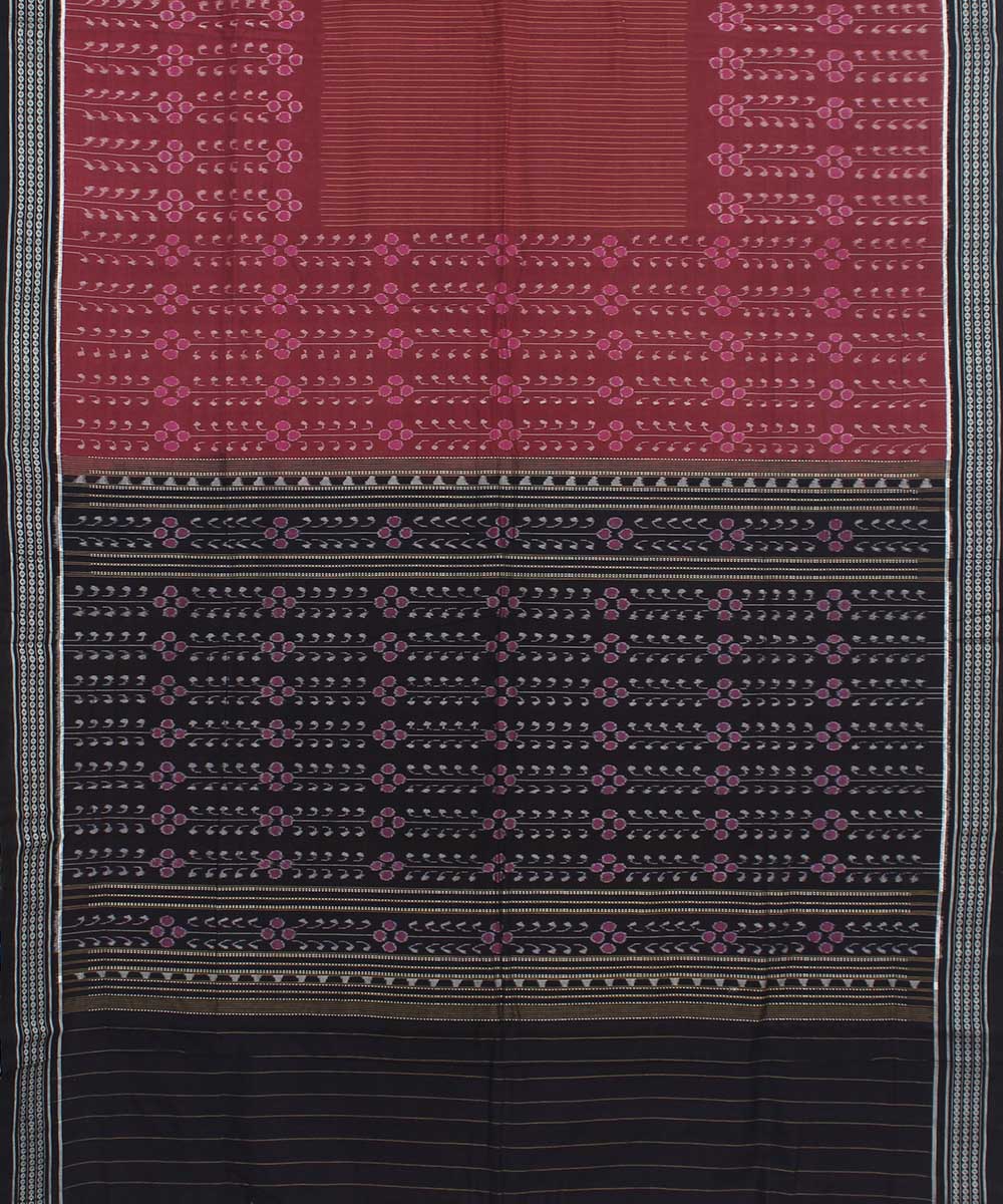 Sambalpuri Handloom Cotton Mauve Black Saree