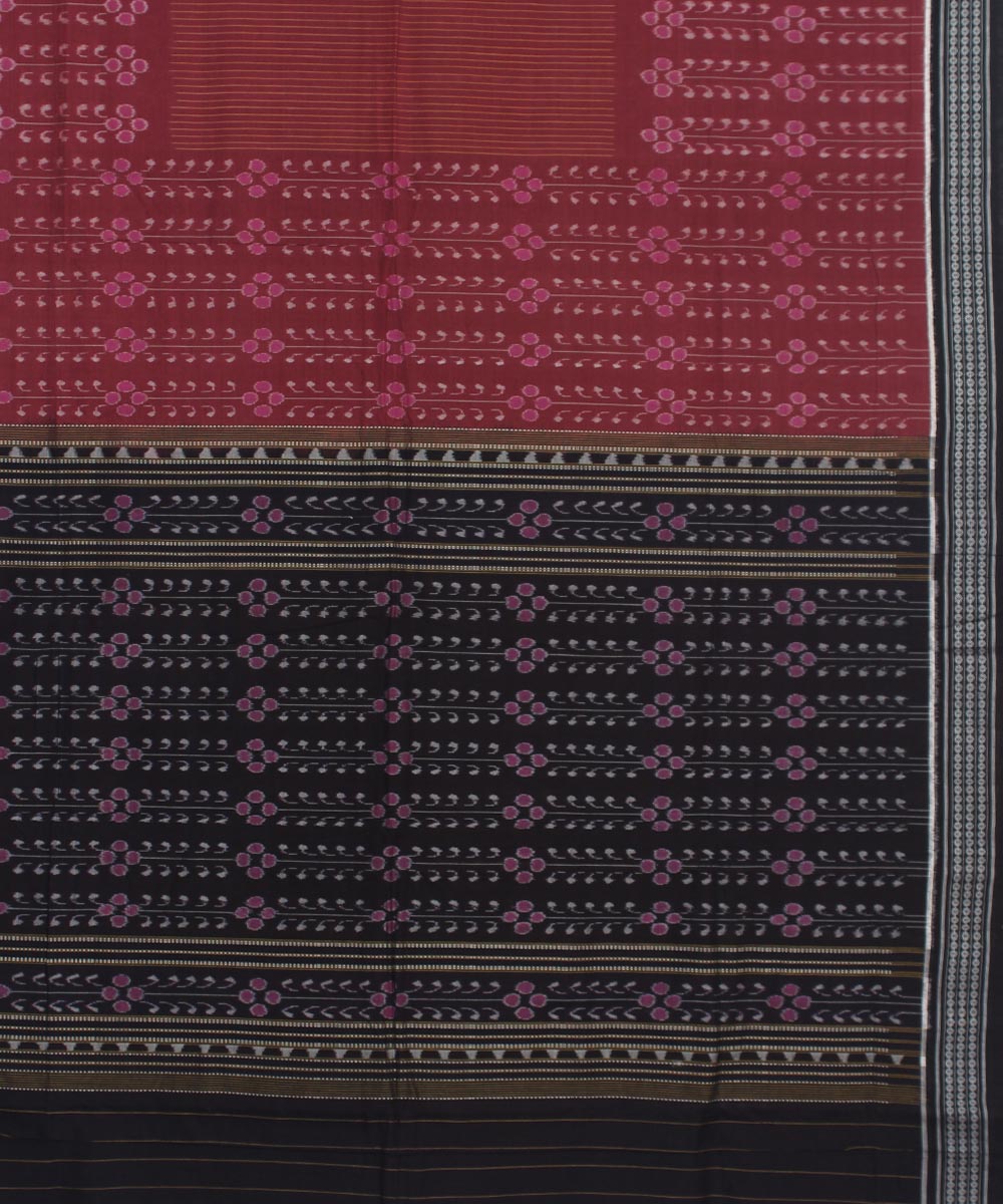 Sambalpuri Handloom Cotton Mauve Black Saree