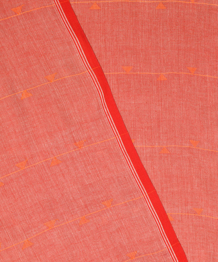 Peach hand embroidery kantha stitch cotton saree