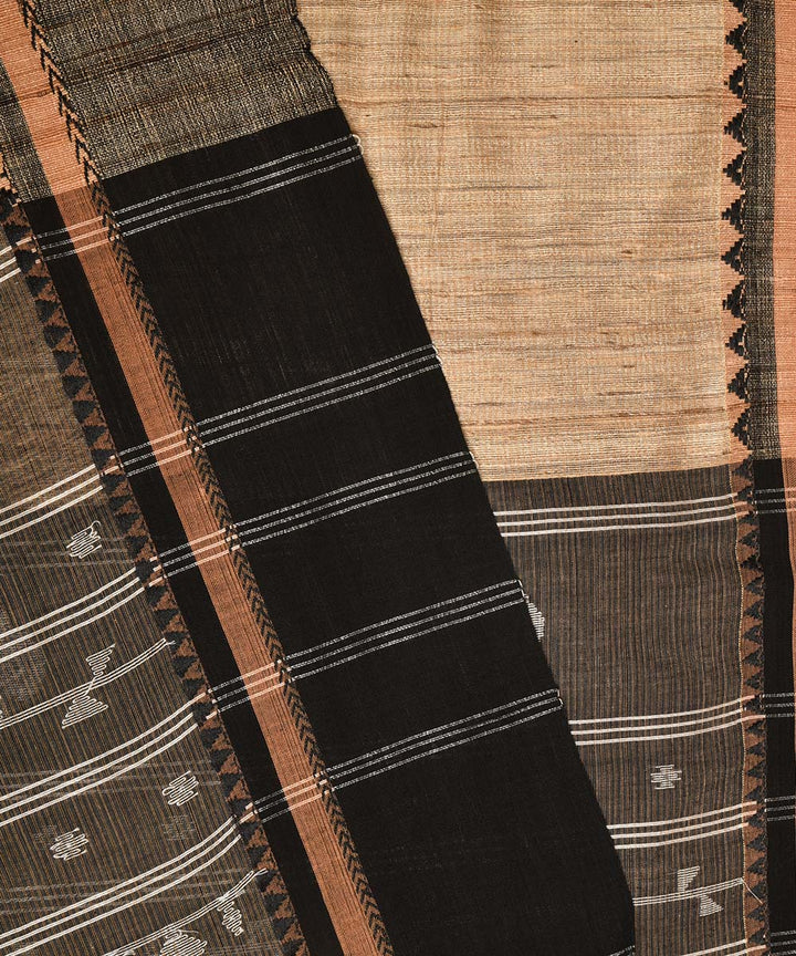 Grey hand embroidery kantha stitch cotton saree
