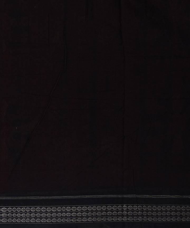 Brick red black handwoven cotton sambalpuri saree