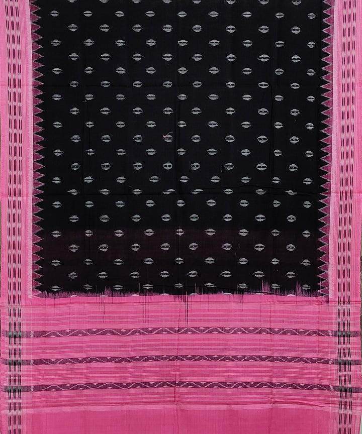 Black pink handwoven cotton sambalpuri dupatta