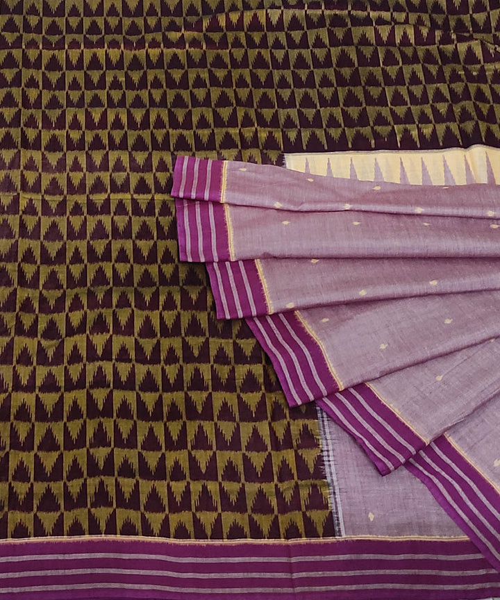 Grey black handwoven cotton sambalpuri saree
