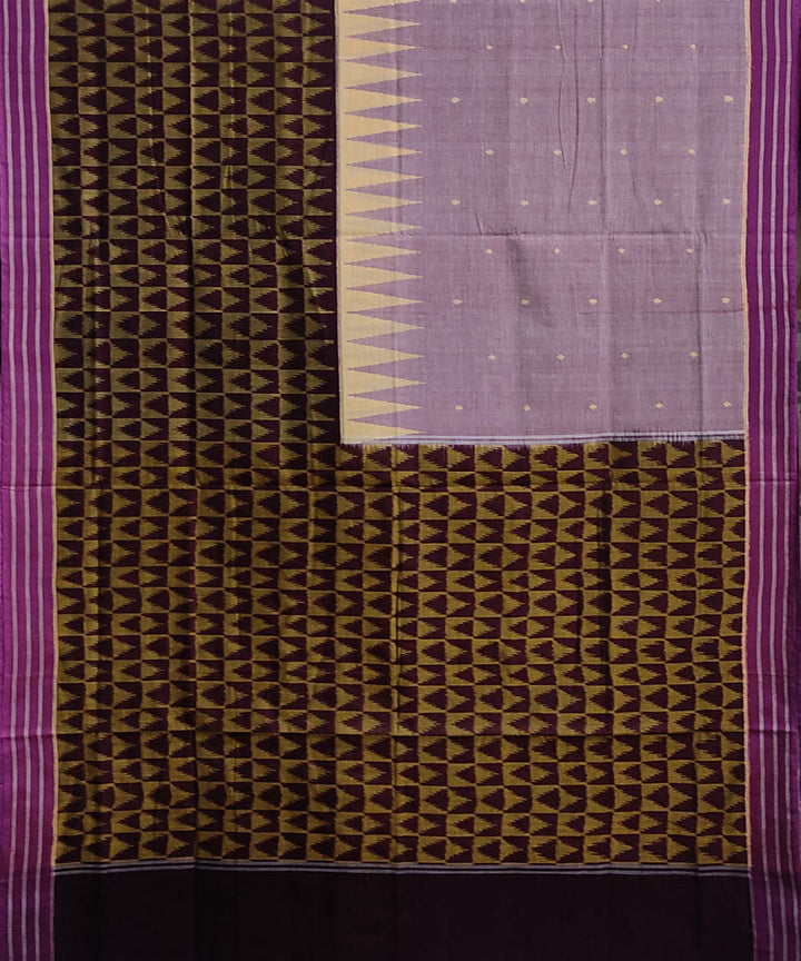 Grey black handwoven cotton sambalpuri saree