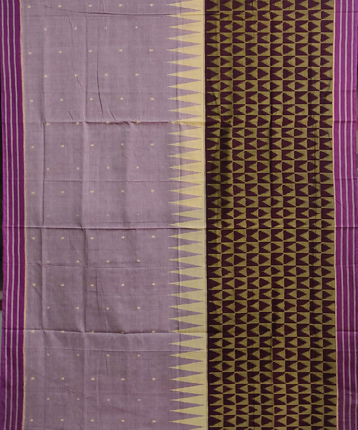Grey black handwoven cotton sambalpuri saree
