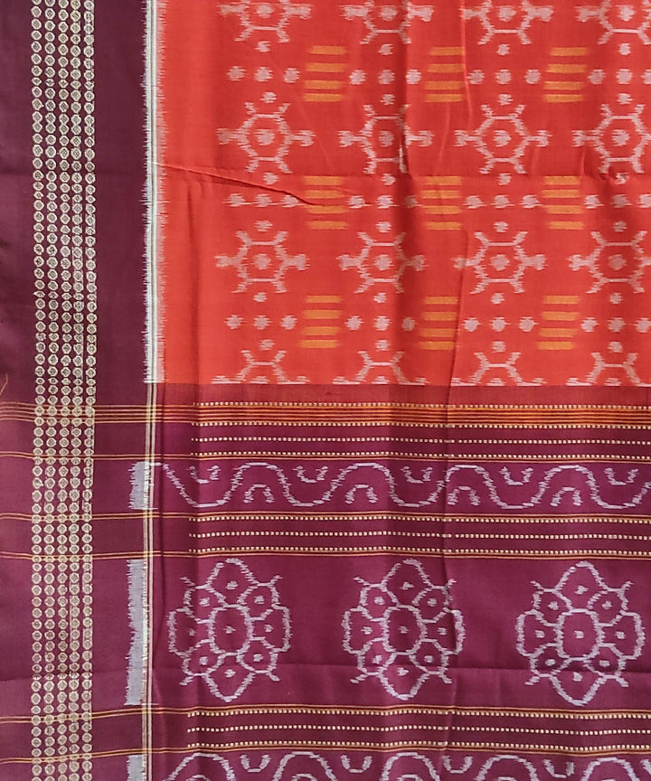 Orange maroon handwoven cotton sambalpuri saree