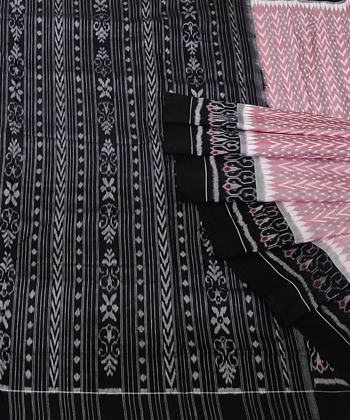 Grey pink handwoven cotton sambalpuri saree