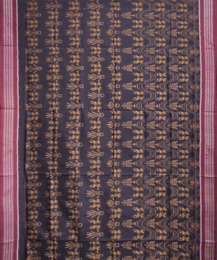 Black maroon handwoven cotton sambalpuri saree