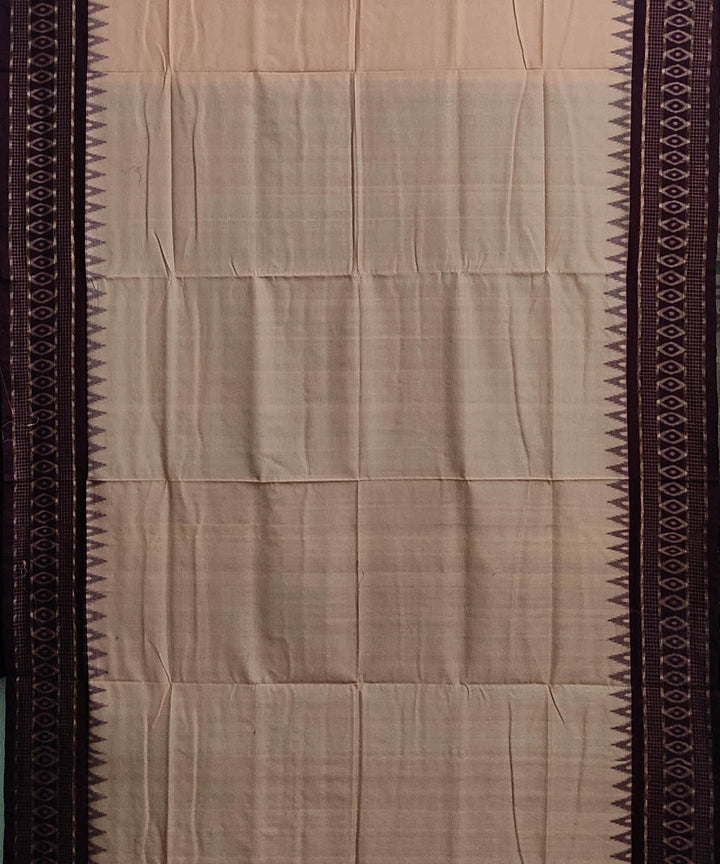 Cream maroon handwoven cotton sambalpuri saree