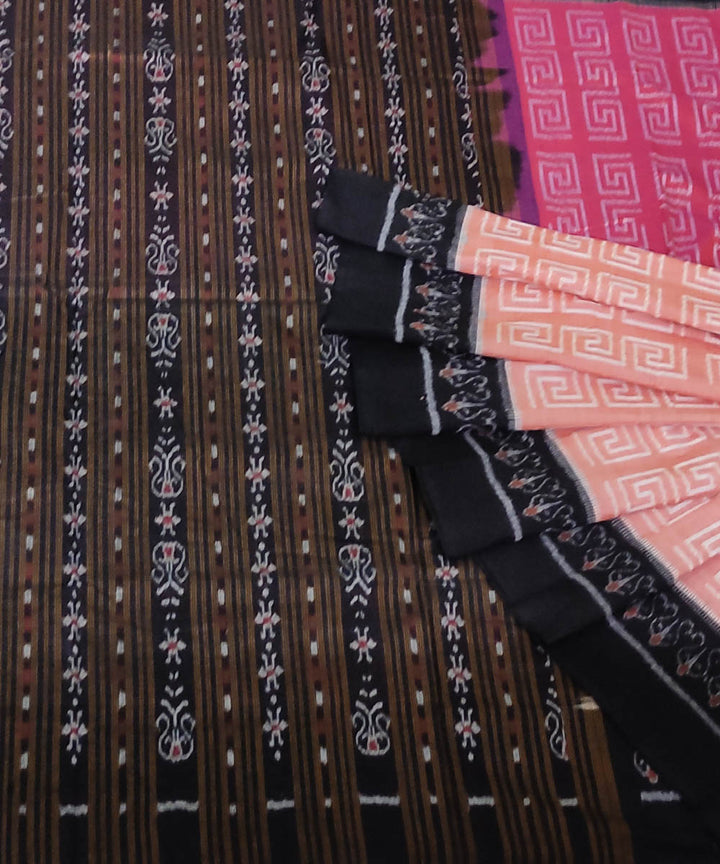 Amarnath pink black handwoven sambalpuri saree