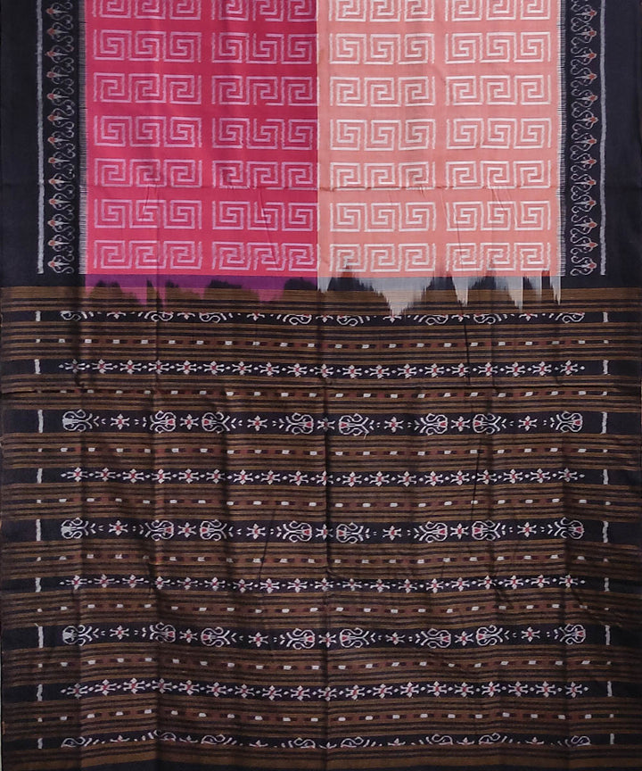 Amarnath pink black handwoven sambalpuri saree