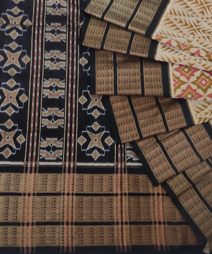 Multicolor black handwoven cotton sambalpuri saree