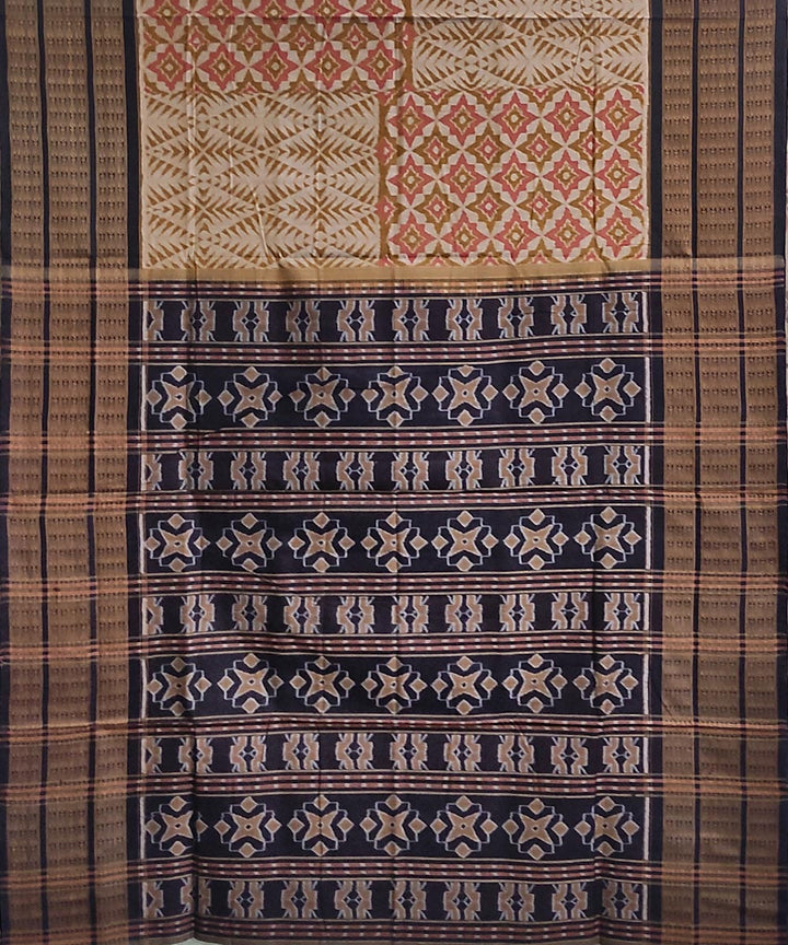 Multicolor black handwoven cotton sambalpuri saree
