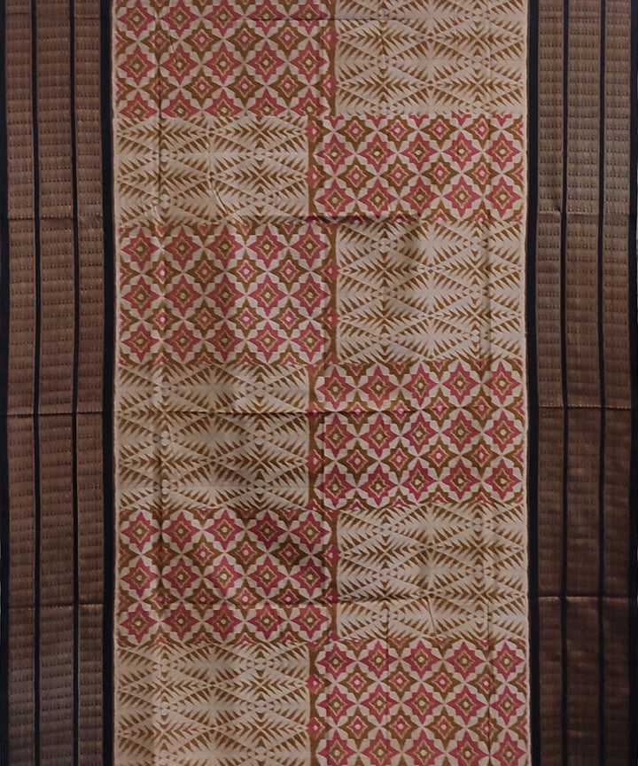 Multicolor black handwoven cotton sambalpuri saree