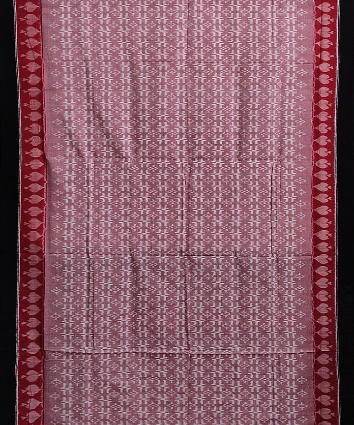 Pink black handwoven cotton sambalpuri saree