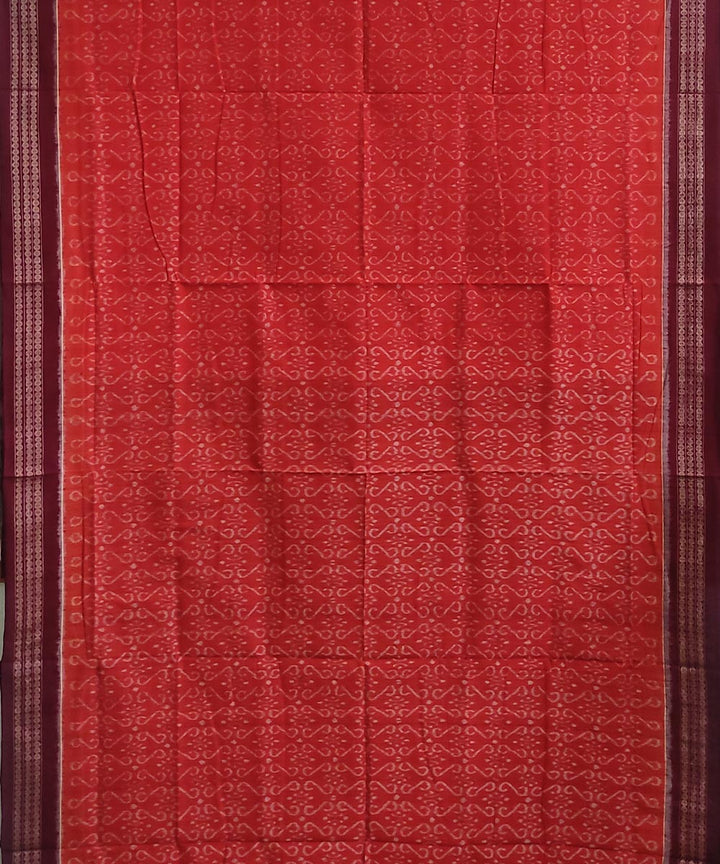 Red deep maroon handwoven cotton sambalpuri saree