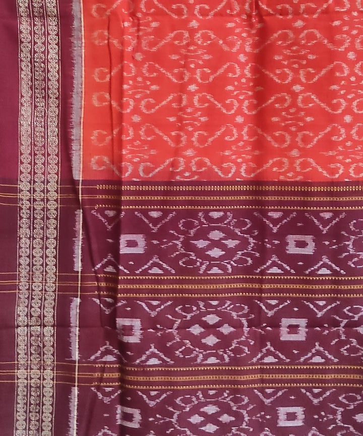 Red deep maroon handwoven cotton sambalpuri saree