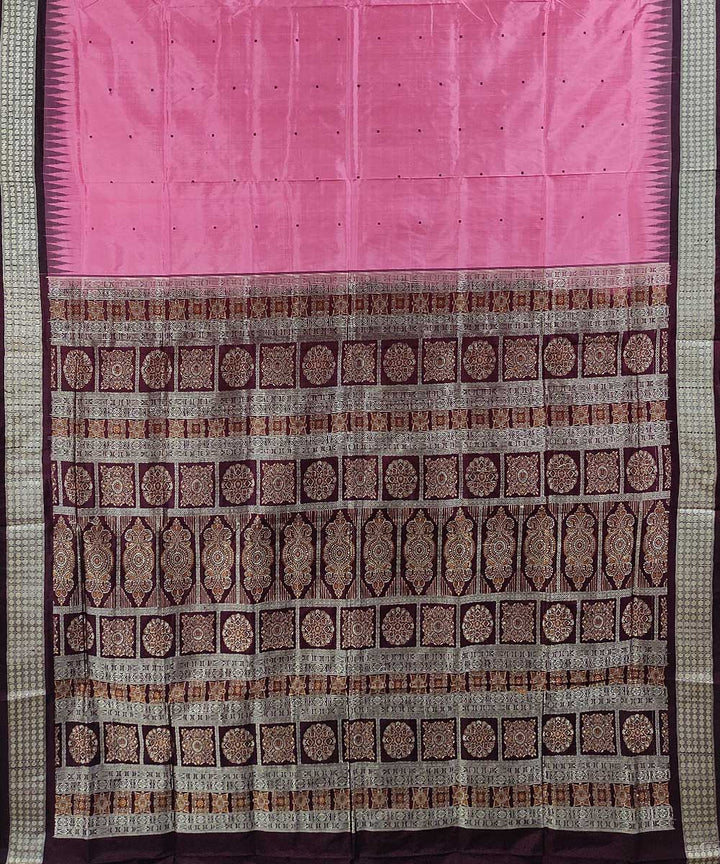 Pink handwoven silk bomkai saree